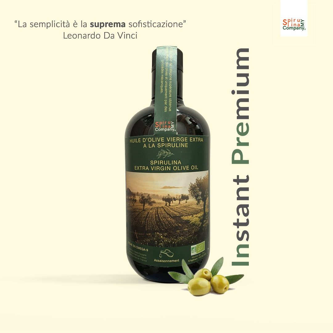 MySpirulinaFineFood® | Huile d’olive à la spiruline | 10gr de Spiruline | Bio